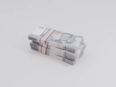 1000 Austrian Schilling Currency Low-poly 3D model