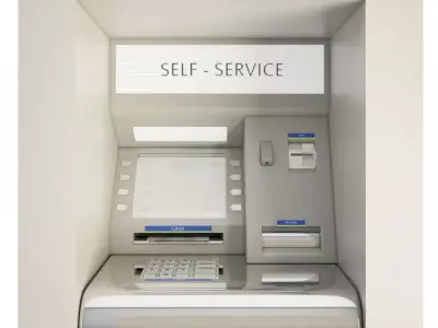 Cash Machine and Banknote 3D model