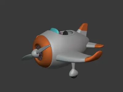 Cartoon Plane Low-poly 3D model buy