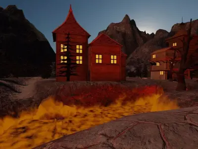 Burning Town 3D model