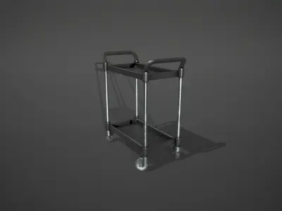 Black Service Cart Low-poly 3D model