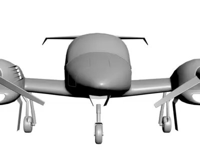 Plane with two engines  3D model