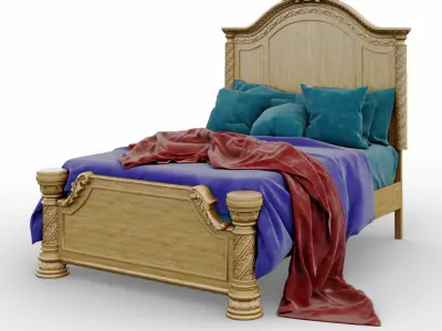 Magnolia Manor Antique White Queen Upholstered Panel Bed 3D model purchase