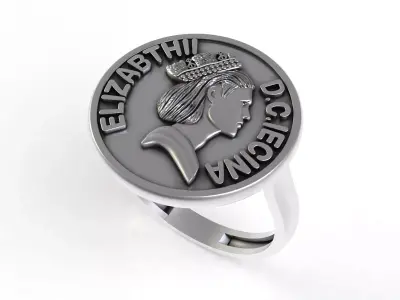 Queens Coin Ring 3D print model