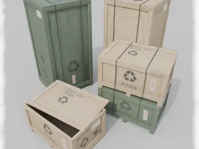 Customizable Wooden Crate Duo - Contrast Shapes 3D model