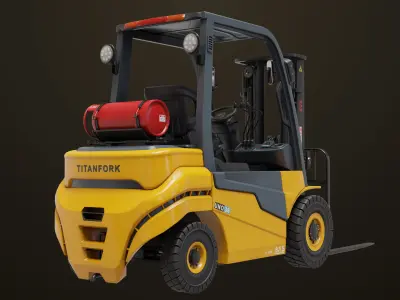 Forklift Truck 02 Yellow Rigged All PBR Unity UE Textures Low-poly 3D model