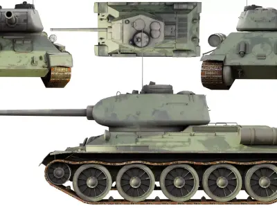 Tank T34 Low-poly 3D model