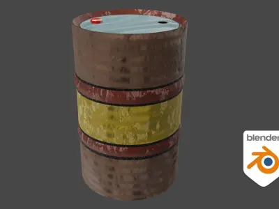Industrial Steel Barrel  Low-poly 3D model