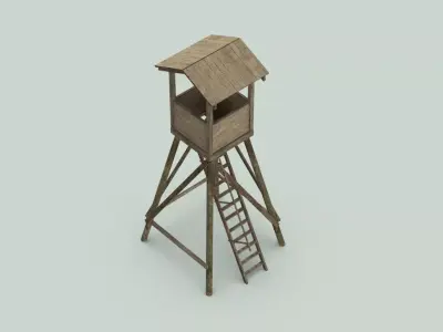  Low Poly Watchtower Game Ready  Low-poly 3D model