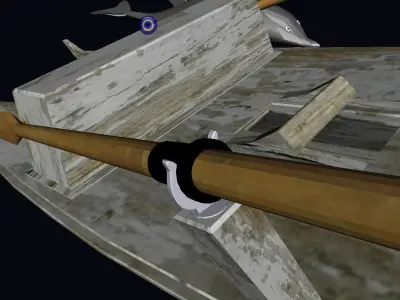 Catamaran with Dolphin Low-poly 3D model