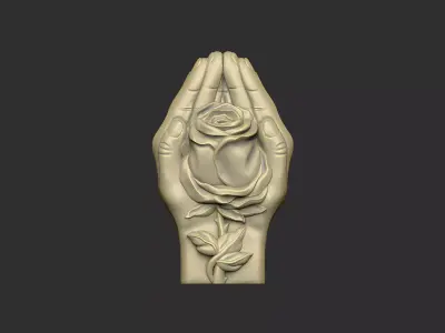 Hands and rose design 3D print model