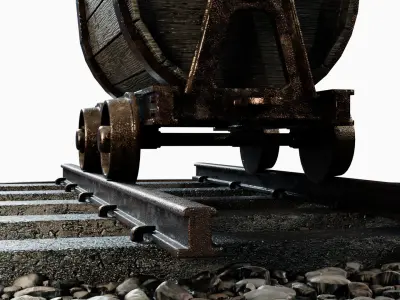 Gold Mining Cart Low-poly 3D model