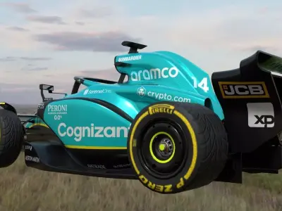 Rigged Cartoon Aston Martin AMR23 Low-poly 3D model