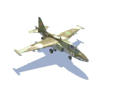 SU-25 Frogfoot Jet Fighter Aircraft Low-poly 3D model