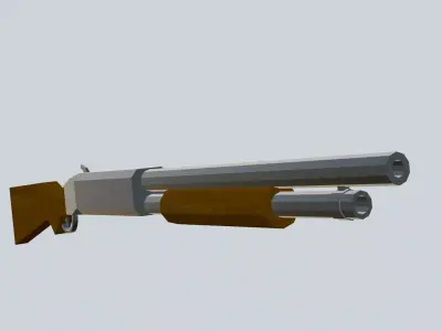 Shotgun Low-poly 3D model 6