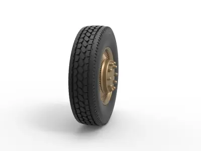 Front custom wire wheel of semi truck Scale 1 to 25 3D print model
