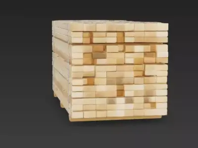 Stack of Raw Construction Lumber Planks 3D Model Low-poly 3D model