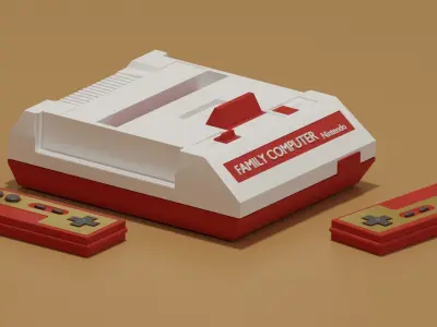 Nintendo Family Computer Famicom Low-poly 3D model