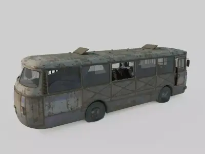 Future wasteland style abandoned bus 3D model