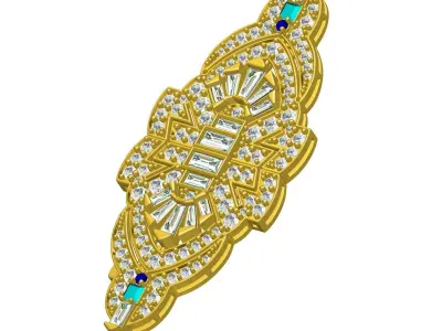Antique Art Deco Vintage Style Diamond Brooch 3D print model