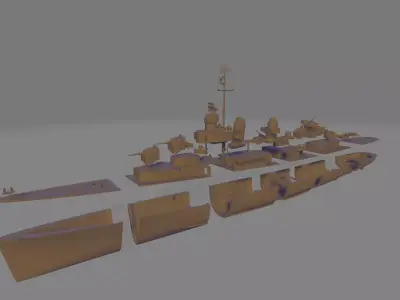 Uss Fletcher dd 445 battleship for RC 3D print model