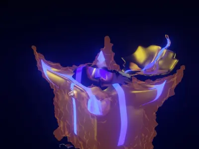 Fiery gift box for games Low-poly 3D model