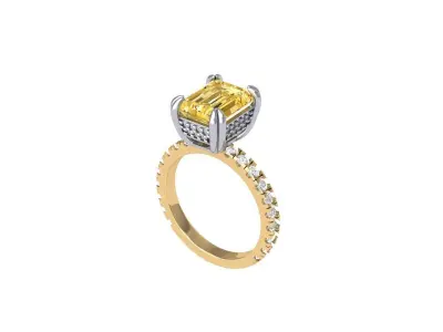 Emerald Solitaire Ring 3D print model 27