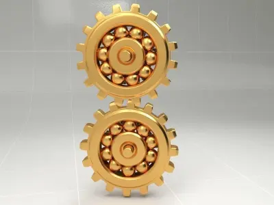 Gear 2 two golden gears 3D model