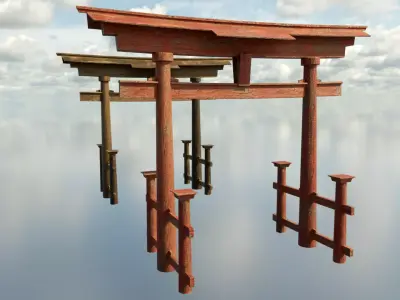 ancient tori gate Low-poly 3D model