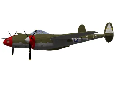 Lockheed P-38J Lightning 3D model purchase