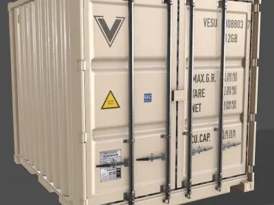 PBR 10 ft Storage Container - White Low-poly 3D model