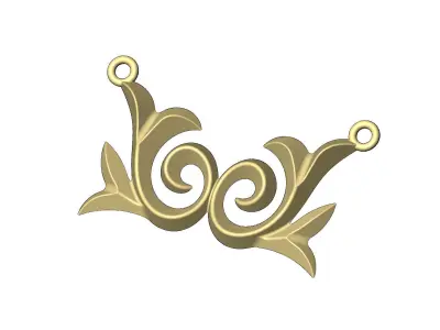 Antique floral scroll pendant 3D print model