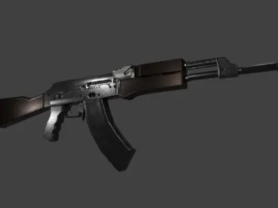 Low-Poly Amazing Colorized AK-47 Model Free low-poly 3D model