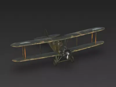 WWI Two-Seater Reconnaissance Biplane 3D Model Low-poly 3D model