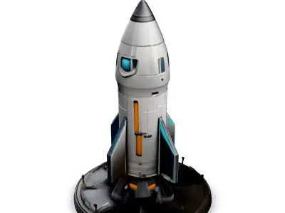 SciFi Rocket Ready for Launch Low-poly 3D model