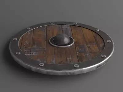 Medieval rounded shield Low-poly 3D model