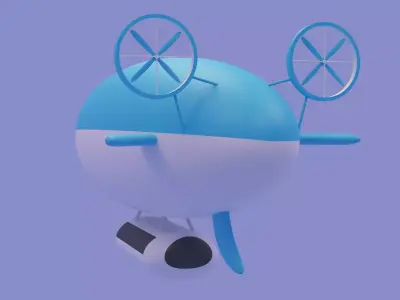 Cartoon Airship Low-poly 3D model buy