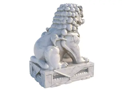 chinese lion statue Low-poly 3D model