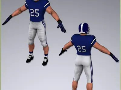White American Football Player Real Time 3D model