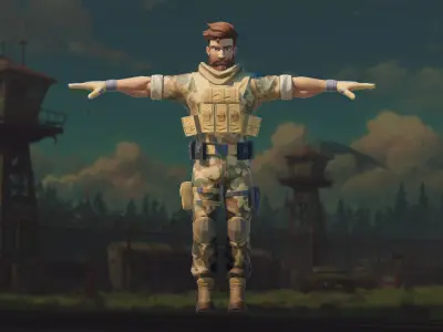 Stylized Military Characters Modular Soldiers Low-poly 3D model