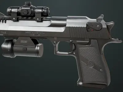 Pistol 10 Black Generic All PBR UE Textures Low-poly 3D model