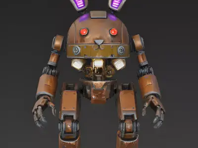 Realistic Cyberpunk Easter Rabbit Mech 3D Model Low-poly 3D model