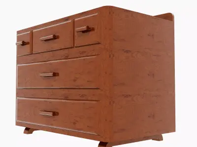 Antique Timber Drawer Cabinet Carpentered Craft Malaysia 3D model