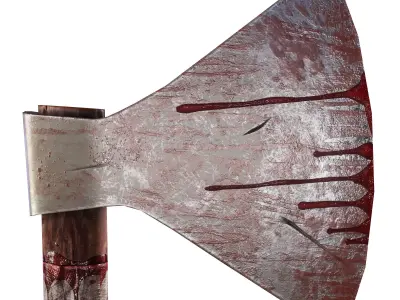 Scary axe in the blood Low-poly 3D model