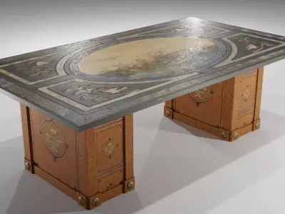 Antique desk Free low-poly 3D model