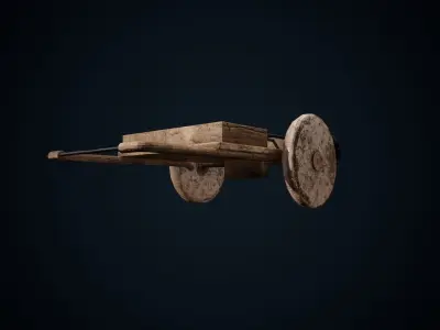 Cart model wooden medieval  Low-poly 3D model