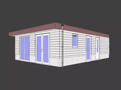 Modern Flat-Roof Building Free 3D model