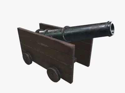 Medieval Cannon V03 Old Low-poly 3D model