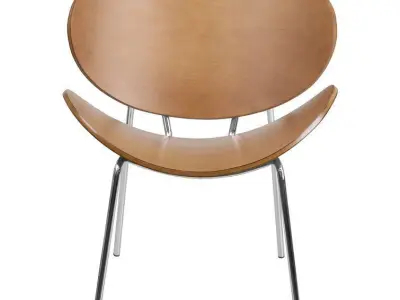 Wood Seat Waiting Room Chair 3D model