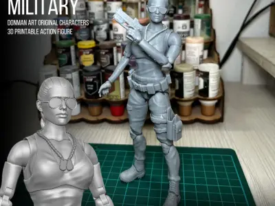 Female Military full Action figure 3D printable Files 3D print model